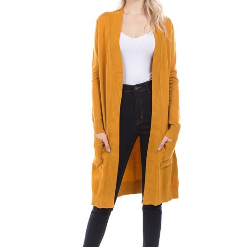 NWT Golden Mustard Long Open Cardigan